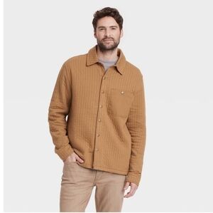 Men's Quilted Knit Shirt Jacket - Goodfellow & Co Brown M